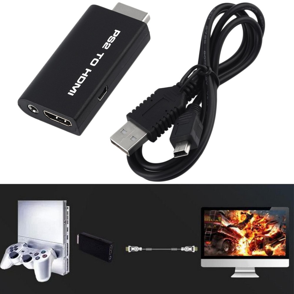 Video Konverter PS2 ke HDMI dengan 3.5mm Port G300 Black